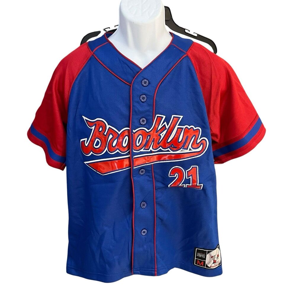 Platinum Nova men's M blue baseball jersey #21 Brooklyn nwt